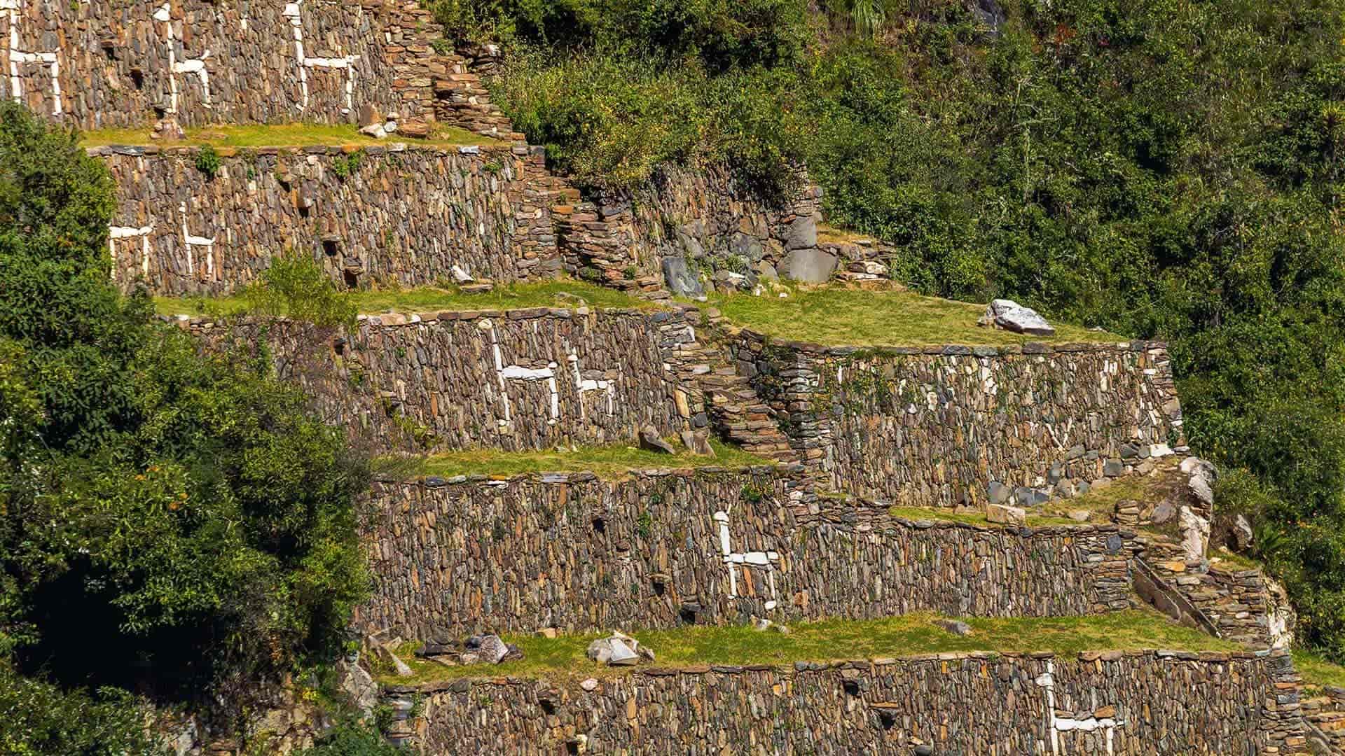 Famous llama terraces with stone figures