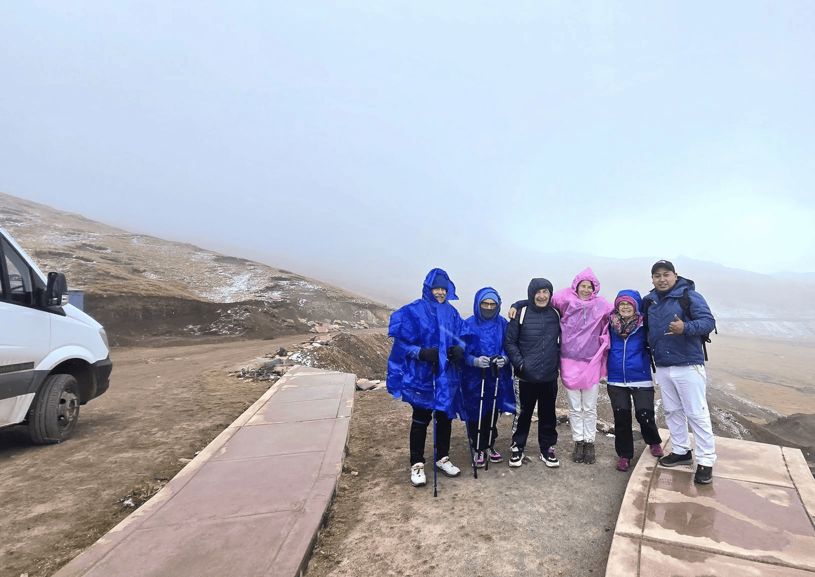 Tourist van crossing Andean landscapes