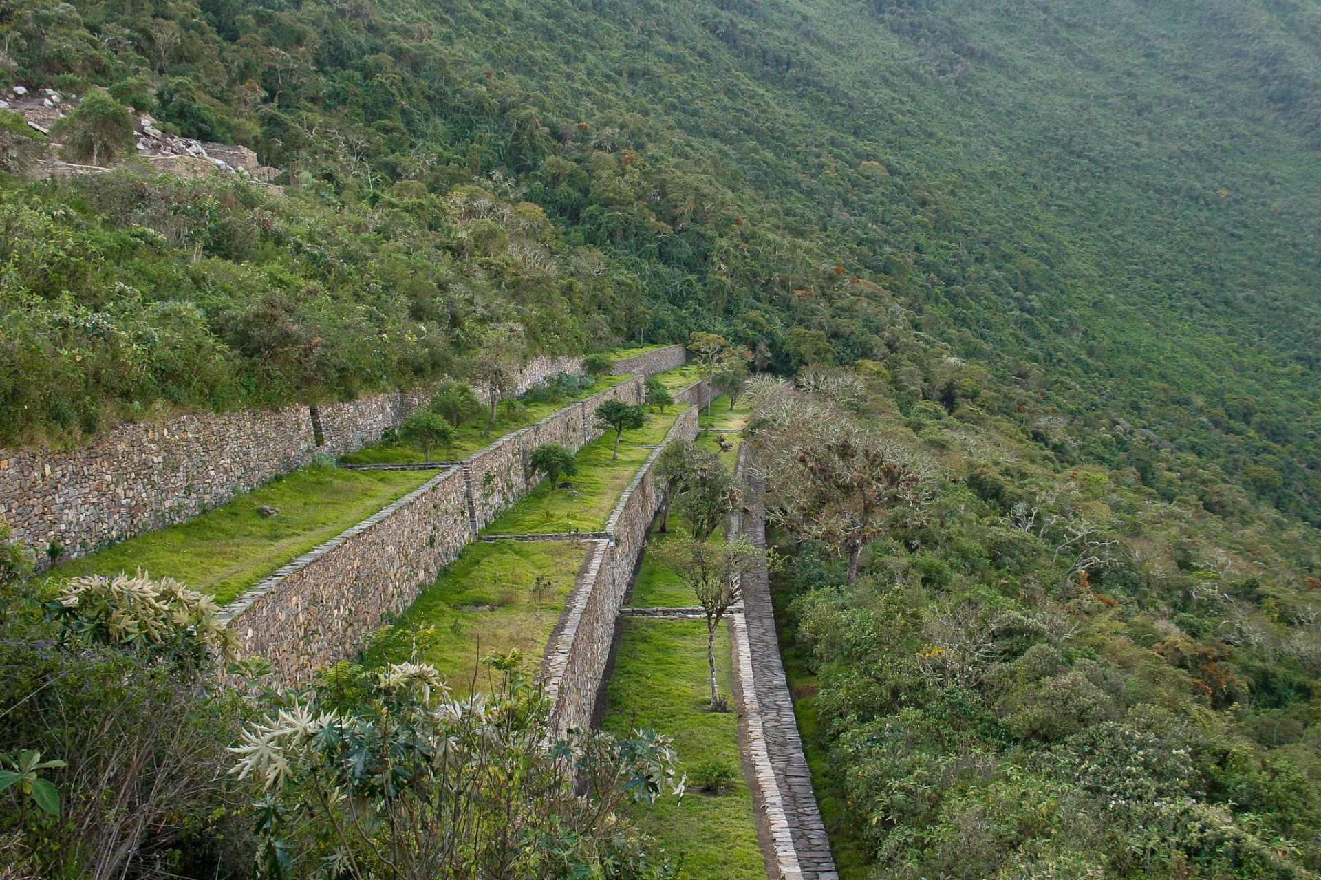 Sacred terraces of Choquequirao with Inca engineering